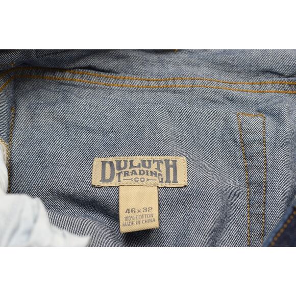 Duluth Trading Co. Men's Blue Denim Jeans Size 46x32 Work Flex 100% Cotton - Picture 2 of 8